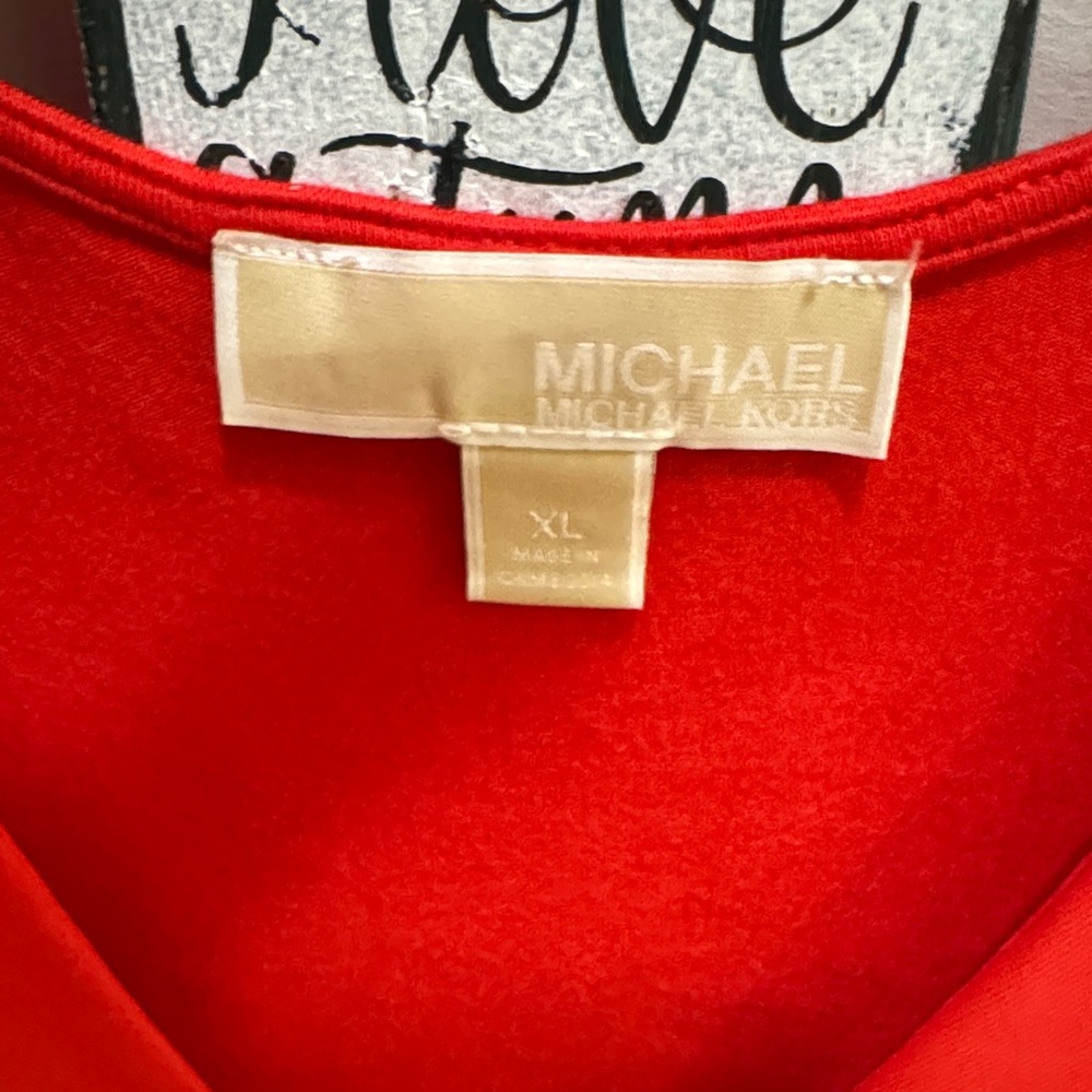 MICHAEL Michael Kors Vibrant Red V-Neck Blouse - Picture 2 of 3